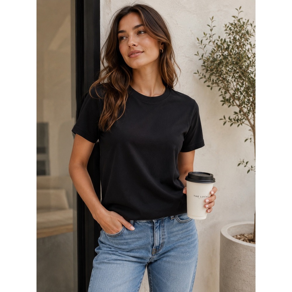 Bombas Bee Better Crewneck T-Shirt Womens Small Black Short Sleeve Cotton Blend - Picture 1 of 5